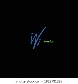 WI initial handwritten calligraphy, for monogram and logo