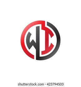 WI initial letters looping linked circle logo red black