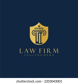 WI initial monogram elegant lawfirm logo with pillar and shield image design