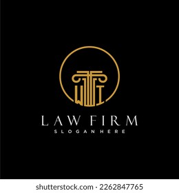 WI initial monogram for law firm with creative circle line