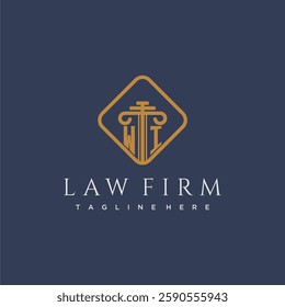 WI initial monogram logo for lawfirm with pillar in creative square design