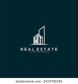 WI initial monogram logo real estate with building style design vector