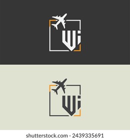 Wi initial monogram logo with square style design.