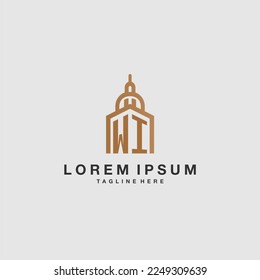 WI-Logo mit anfänglichem Monogramm-Liegenschaftslogo und Imperium-Design