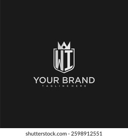 WI initial monogram shield and crown vector image