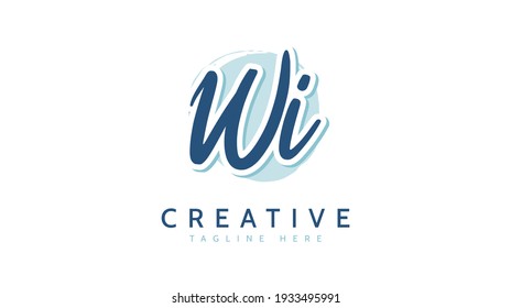 WI Initials, handwriting logo vector