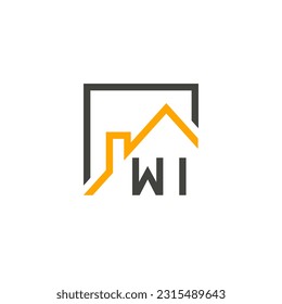 WI initialisiert Häuser Moderne Baufirma Logo Vektor.eps