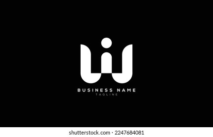 WI, IW, UI, IU, IM, MI, EI, IE, W, Abstract initial monogram letter alphabet logo design