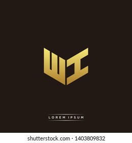 WI Logo Letter Initial Logo Designs Templete with Gold and Black Background