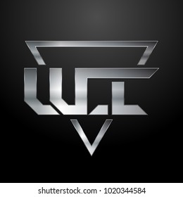 WI Logo, Metal Logo, Silver Logo, Monogram, Polygon