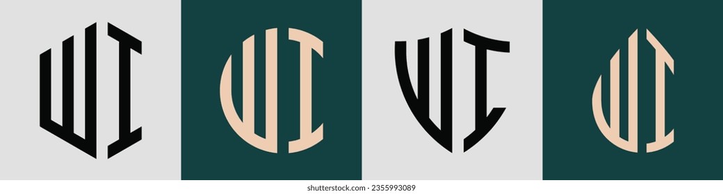 WI modern initial letter logo design vector bundle. It will be suitable for which company or brand name start those initial.