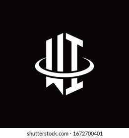 Logotipo de monograma en forma de hexágono y rodeado por un anillo