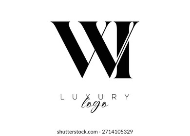 Logotipo de tipografía de monograma de letra WI Serif para una identidad de marca de Premium elegante
