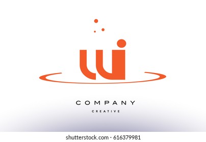 WI W I creative orange swoosh dots alphabet company letter logo design vector icon template