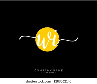 WI W I Initial handwriting logo template