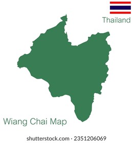 Wiang Chai District Green Map Vektor ist ein Bezirk Provinz Chiang Rai