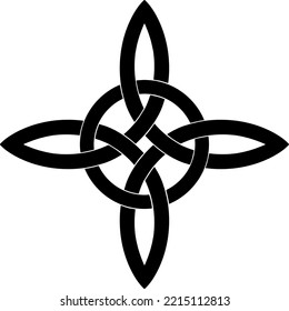 Wicca symbol - Power of four elements. The Witch's Knot. Vector illustration