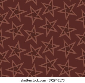 Wiccan Ornament, Vector Seamless Looped Pattern Brown Color.