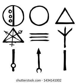 Wiccan symbols imaginary cross symbols, inspired by antichrist pentagram and witchcraft. Vector.
