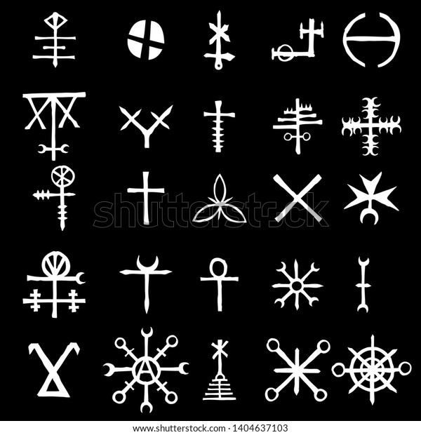 Wiccan Symbols Imaginary Cross Symbols Inspired Stock Vector (Royalty ...