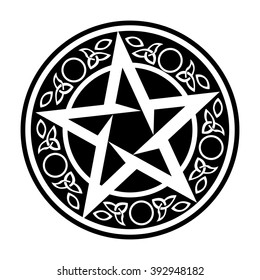 Wiccan Talisman, Vector Symbol Isolated On White