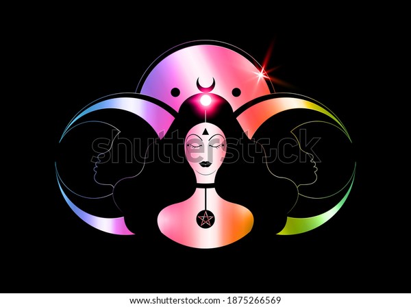 Wiccan Woman Icon Triple Goddess Symbol Stock Vector (Royalty Free ...