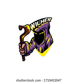Wicher mascot esport logo design