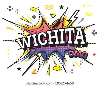 Wichita Comic Text in Pop Art Style Isolated on White Background. Vector Illustration.