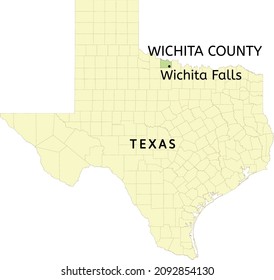 Wichita County And City Of Wichita Falls Location On Texas State Map