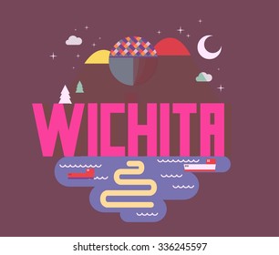 Wichita destination brand logo. vector cartoon