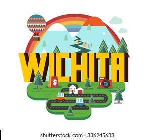 Wichita destination brand logo. vector cartoon