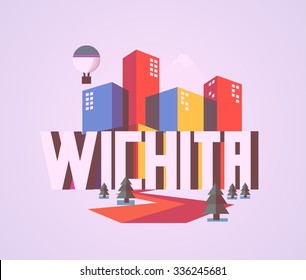Wichita destination brand logo. vector cartoon