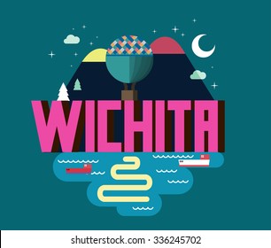 Wichita destination brand logo. vector cartoon