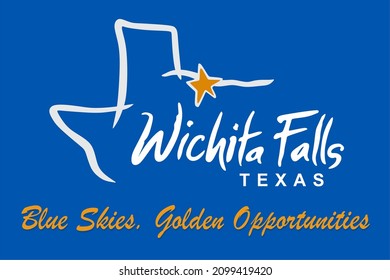 Wichita Falls Texas on a blue background