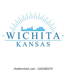 Wichita Kansas. Banner Design. City Skyline. Silhouette Vector. Famous Monuments.