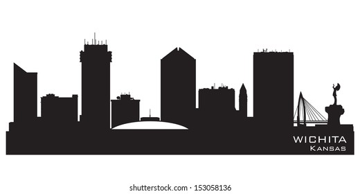 Wichita Kansas Skyline Detaillierte Vektorsilhouette