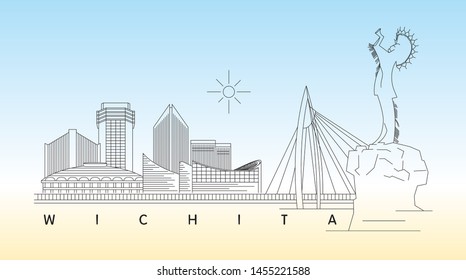 Wichita, Kansas skyline vector illustration and typography design 