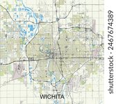 Wichita, Kansas, United States map poster art