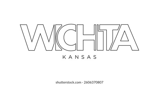 Wichita, Kansas, USA typography slogan design. America logo with graphic city lettering for print and web.