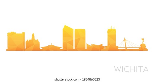Wichita, KS, USA Low Poly Skyline Clip Art City Design. Geometric Polygon Graphic Horizon Icon. Vector Illustration Symbol.