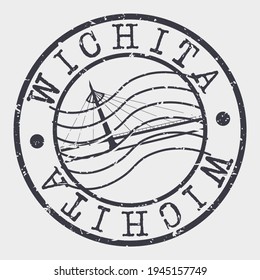 Wichita, KS, USA Stamp Postal. Silhouette Seal. Passport Round Design. Vector Icon. Design Retro Travel. National Symbol.