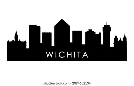Wichita skyline silhouette. Black Wichita design isolated on white background. 