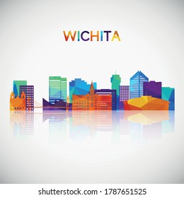 Wichita skyline silhouette in colorful geometric style. Symbol for your design. Vector illustration.