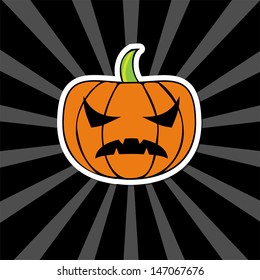 wicked cartoon halloween pumpkin on the striped background vector