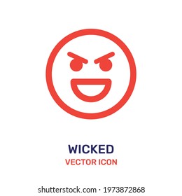Wicked and cruel smiling face vector icon