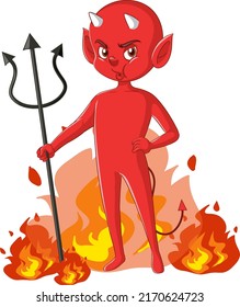 Wicked devil cartoon character on white background illustration