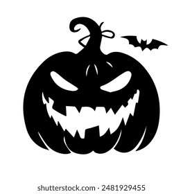 Wicked Grinning Pumpkin Silhouette vector