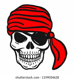 Wicked hand drawn vector pirate skull. 