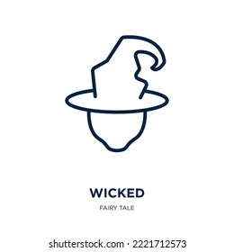 wicked icon from fairy tale collection. Thin linear wicked, wick, flame outline icon isolated on white background. Line vector wicked sign, symbol for web and mobile