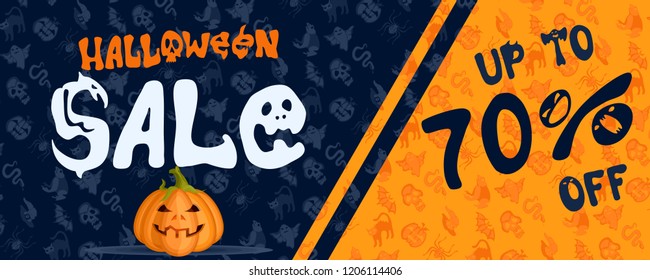 wicked pumpkin sale in the hypermarket print poster. stock vector image
